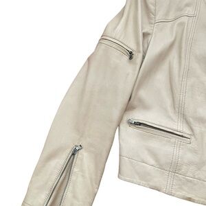 Alice + Olivia cream leather jacket, slightly worn